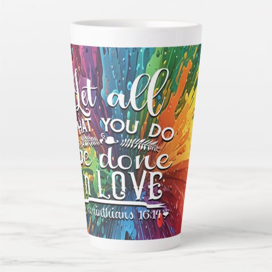 Korintiërs 16-14 Liefde Latte Mok (Voorkant)