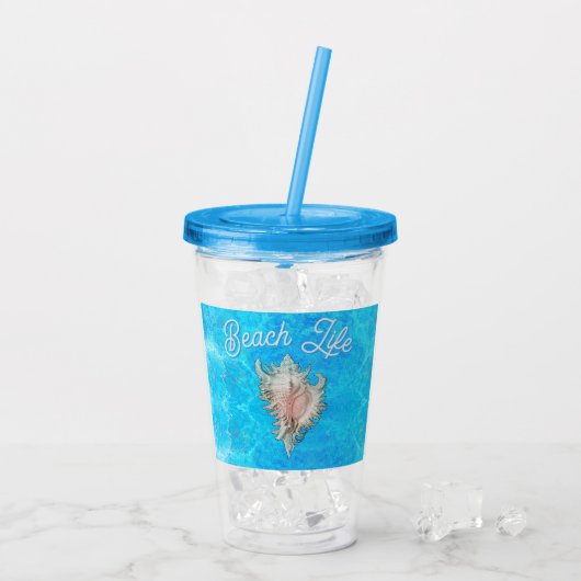 Koritsschelp "Strandleven" Acryl Drinkbeker (Achterkant ijs)