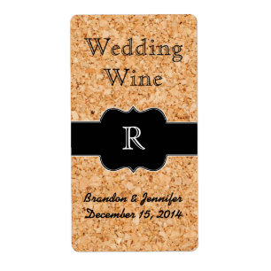 Kork look and Monogram Weddenschap Mini Wine Label