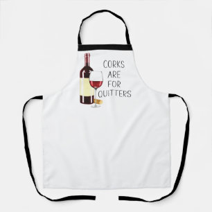 "Korken zijn voor opgevers" Aquarel rode wijn glas Schort