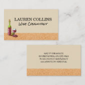 Korktextuur | Wijnglas en -fles met druiven Visitekaartje (Voorkant / Achterkant)