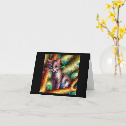 Korn Ja Cat Kaart (Gele Bloem)