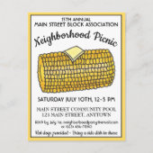 Korn op Cob Reunion Picnic Cookout Block Party Uitnodiging Briefkaart (Voorkant)