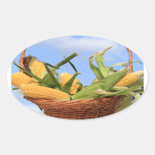 Korn op de Cob-sticker Ovale Sticker