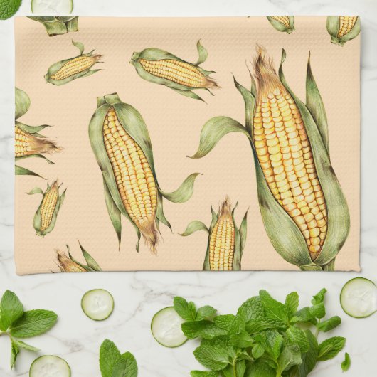 Korn op het Cob Pattern Theedoek (Gevouwen)