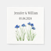Kornbloemen waterverf Rustic blue Wedding Servet (Voorkant)