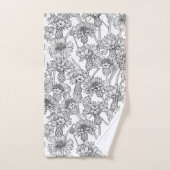 Kornbloemen, wilde bloemen, zwart-wit bad handdoek (Handdoek)