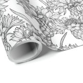 Kornbloemen, wilde bloemen, zwart-wit cadeaupapier (Rol Hoek)