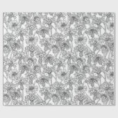 Kornbloemen, wilde bloemen, zwart-wit cadeaupapier (Vlak)