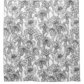 Kornbloemen, wilde bloemen, zwart-wit douchegordijn (Voorkant)