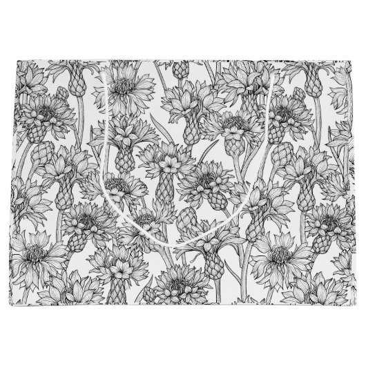 Kornbloemen, wilde bloemen, zwart-wit groot cadeauzakje (Voorkant)