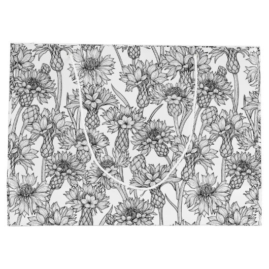 Kornbloemen, wilde bloemen, zwart-wit groot cadeauzakje (Achterkant)
