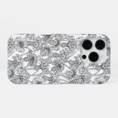 Kornbloemen, wilde bloemen, zwart-wit iPhone hoesje (Achterkant horizontaal)