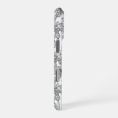 Kornbloemen, wilde bloemen, zwart-wit iPhone hoesje (Rechterkant)