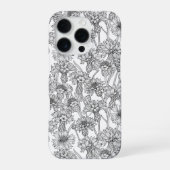 Kornbloemen, wilde bloemen, zwart-wit iPhone hoesje (Achterkant)