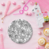 Kornbloemen, wilde bloemen, zwart-wit papieren bordje (Feest)