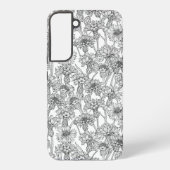 Kornbloemen, wilde bloemen, zwart-wit samsung galaxy hoesje (Achterkant)