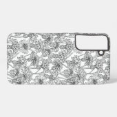 Kornbloemen, wilde bloemen, zwart-wit samsung galaxy hoesje (Achterkant horizontaal)