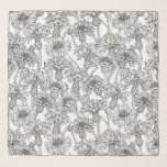 Kornbloemen, wilde bloemen, zwart-wit sjaal<br><div class="desc">Met de hand getekend vectorpatroon met conflowers</div>