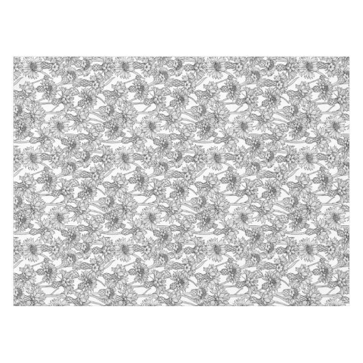 Kornbloemen, wilde bloemen, zwart-wit tafelkleed (Voorkant (Horizontaal))