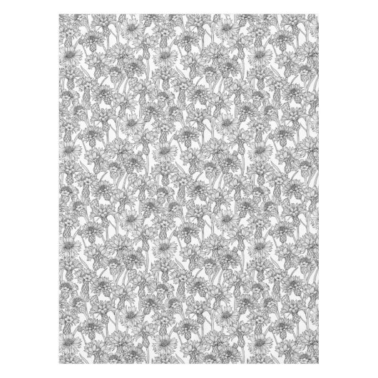 Kornbloemen, wilde bloemen, zwart-wit tafelkleed (Voorkant)
