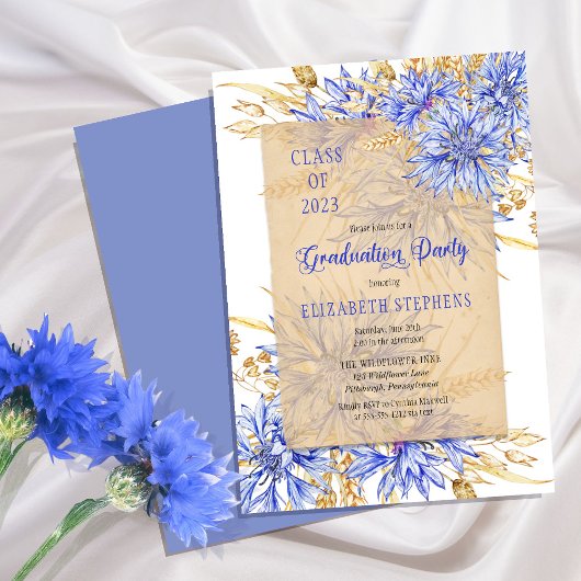 Kornflower Blue Wildflower Floral Gradual Party Kaart