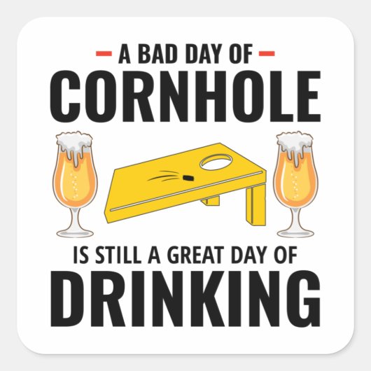 Korngat Bean Bag Toss Outdoor Lawn Game Funny Vierkante Sticker (Voorkant)