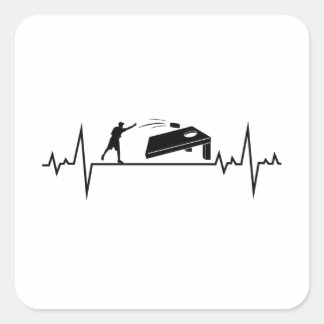 Korngat Bean Bag Toss Outdoor Lawn Heartbeat Vierkante Sticker