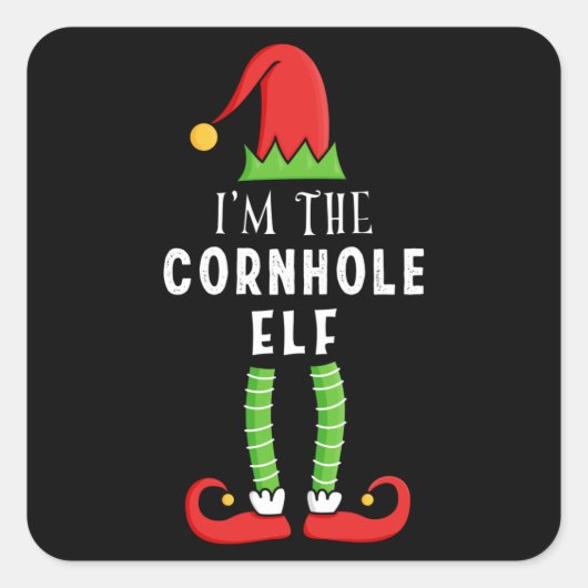 Korngat Elf kerstcadeau Vierkante Sticker (Voorkant)