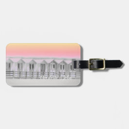 Kornish seback beachhuts roze sunset bagagelabel