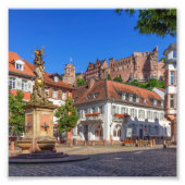 Kornmarkt square and castle in Heidelberg, Duitsla Foto Afdruk (Voorkant)