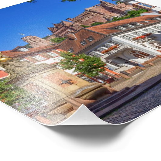 Kornmarkt square and castle in Heidelberg, Duitsla Foto Afdruk (Hoek)