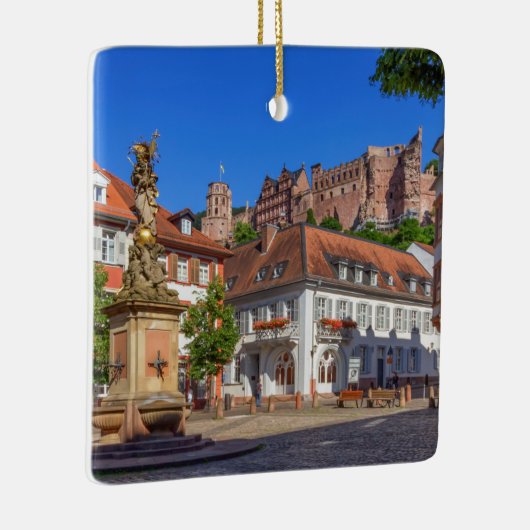 Kornmarkt square and castle in Heidelberg, Duitsla Keramisch Ornament (Rechts)