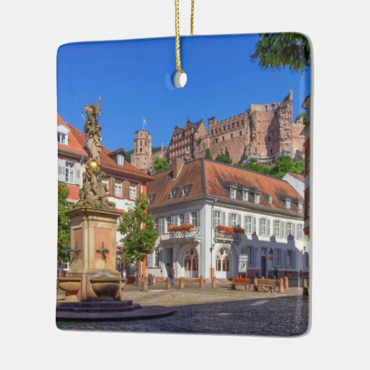Kornmarkt square and castle in Heidelberg, Duitsla Keramisch Ornament (Links)
