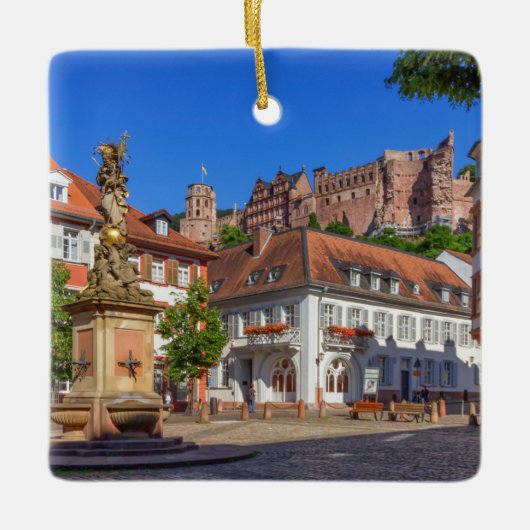 Kornmarkt square and castle in Heidelberg, Duitsla Keramisch Ornament (Voorkant)