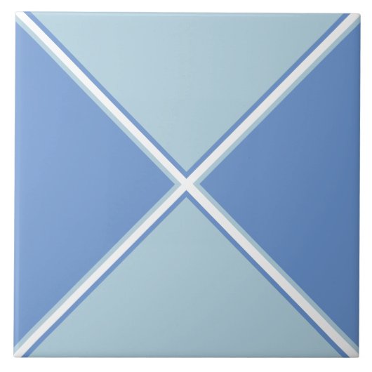 Kornmeel en lichtblauw en wit diamantkruis tegeltje (Voorkant)