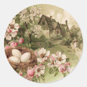 Kornoelboom Vogel Nest Ei Cottage Ronde Sticker