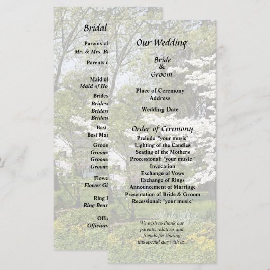 Kornoelje in bloei programmakaart (Voorkant / Achterkant)