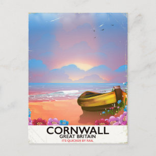 Kornwall vissersboot vintage-poster briefkaart