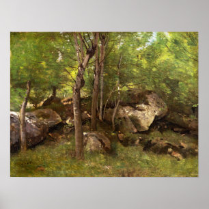korot - rotsen in het bos van Fontainebleau 1860 Poster