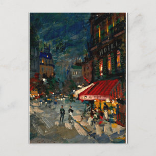 Korovin - Corner Cafe at Night, Paris omgeven Briefkaart