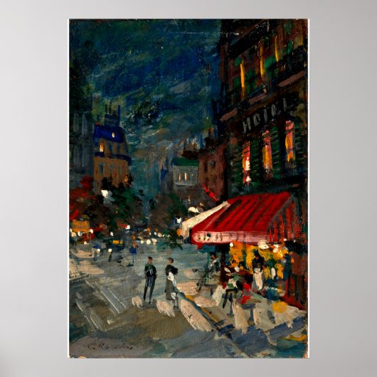 Korovin - Corner Cafe at Night, Paris omgeven Poster (Voorkant)
