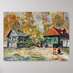 Korovin - herfst in een Russisch dorp Poster