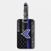 Korporaal met dun blauwe lijn met onderdruk bagagelabel (Achterkant verticaal)