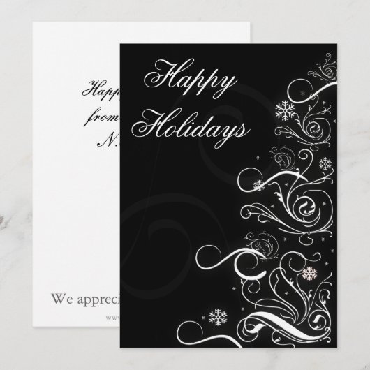 Korporaal met zwarte en witte kerstbomen feestdagenkaart (Voorkant / Achterkant)