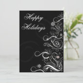 Korporaal met zwarte en witte kerstbomen feestdagenkaart (Staand voorkant)