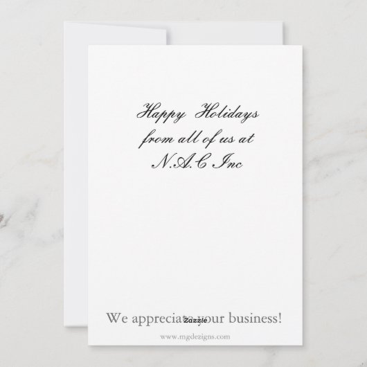 Korporaal met zwarte en witte kerstbomen feestdagenkaart (Achterkant)