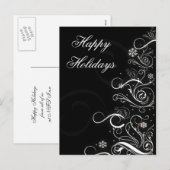 Korporaal met zwarte en witte kerstbomen feestdagenkaart (Voorkant / Achterkant)