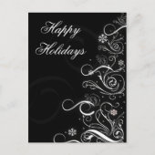 Korporaal met zwarte en witte kerstbomen feestdagenkaart (Voorkant)