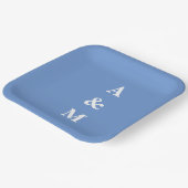 Korrelblauw Monogrammen Initialen Elegante Trouwda Papieren Bordje (Gebogen)